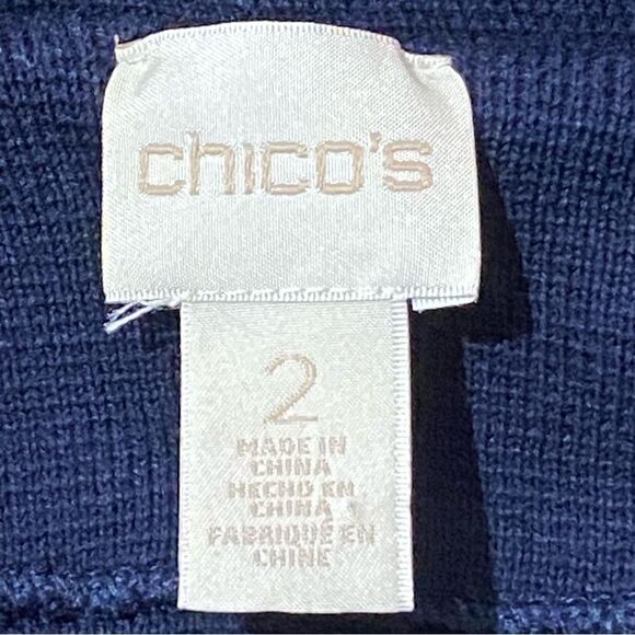 Chico's 100% Cotton Blue Waffle Knit Sweater/Blazer/Shacket Women's Size Large - Picture 11 of 16